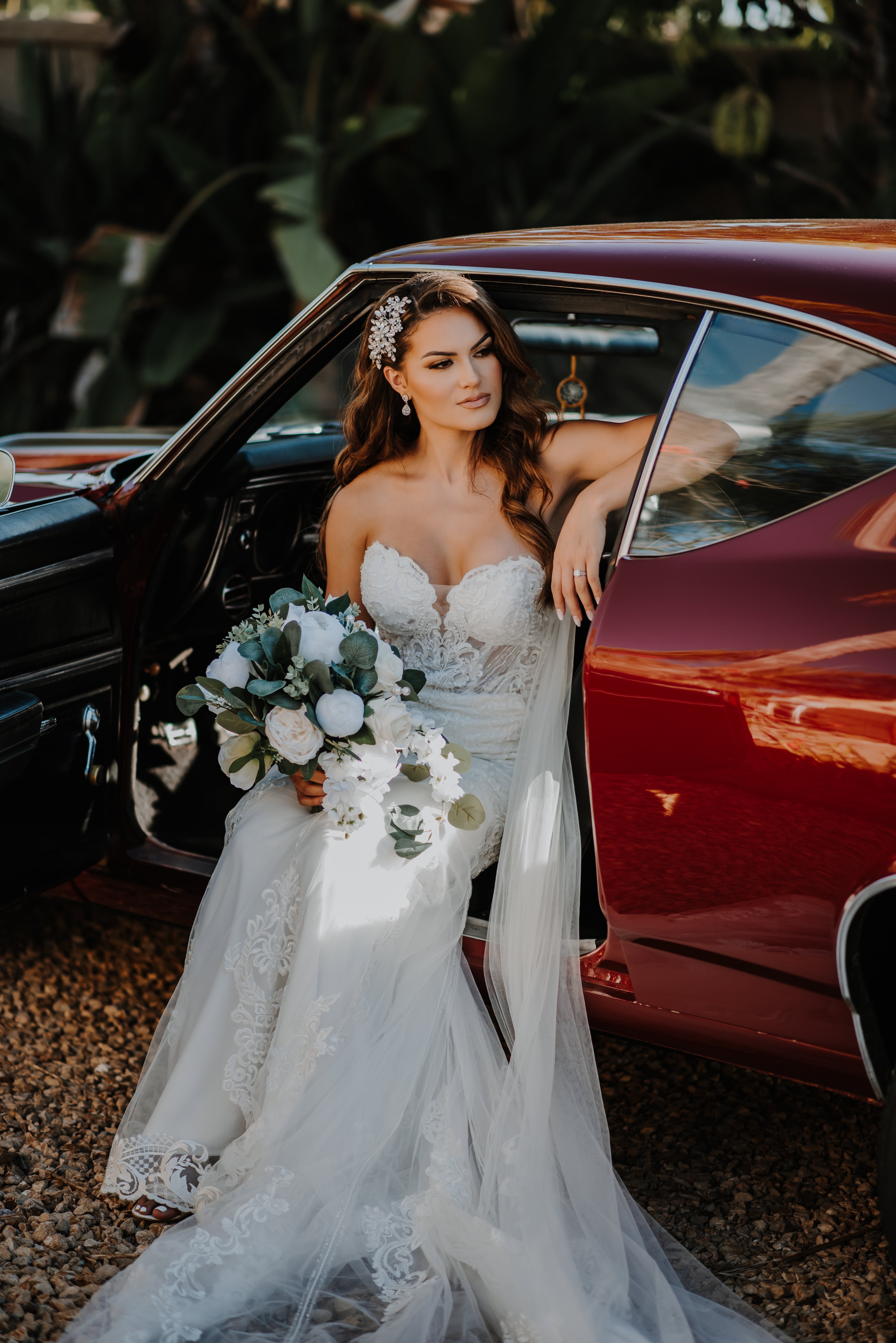 white boho beach wedding dress Boho Beaded Lace Bell Sleeves Fit and Flare Wedding Gown main image 1