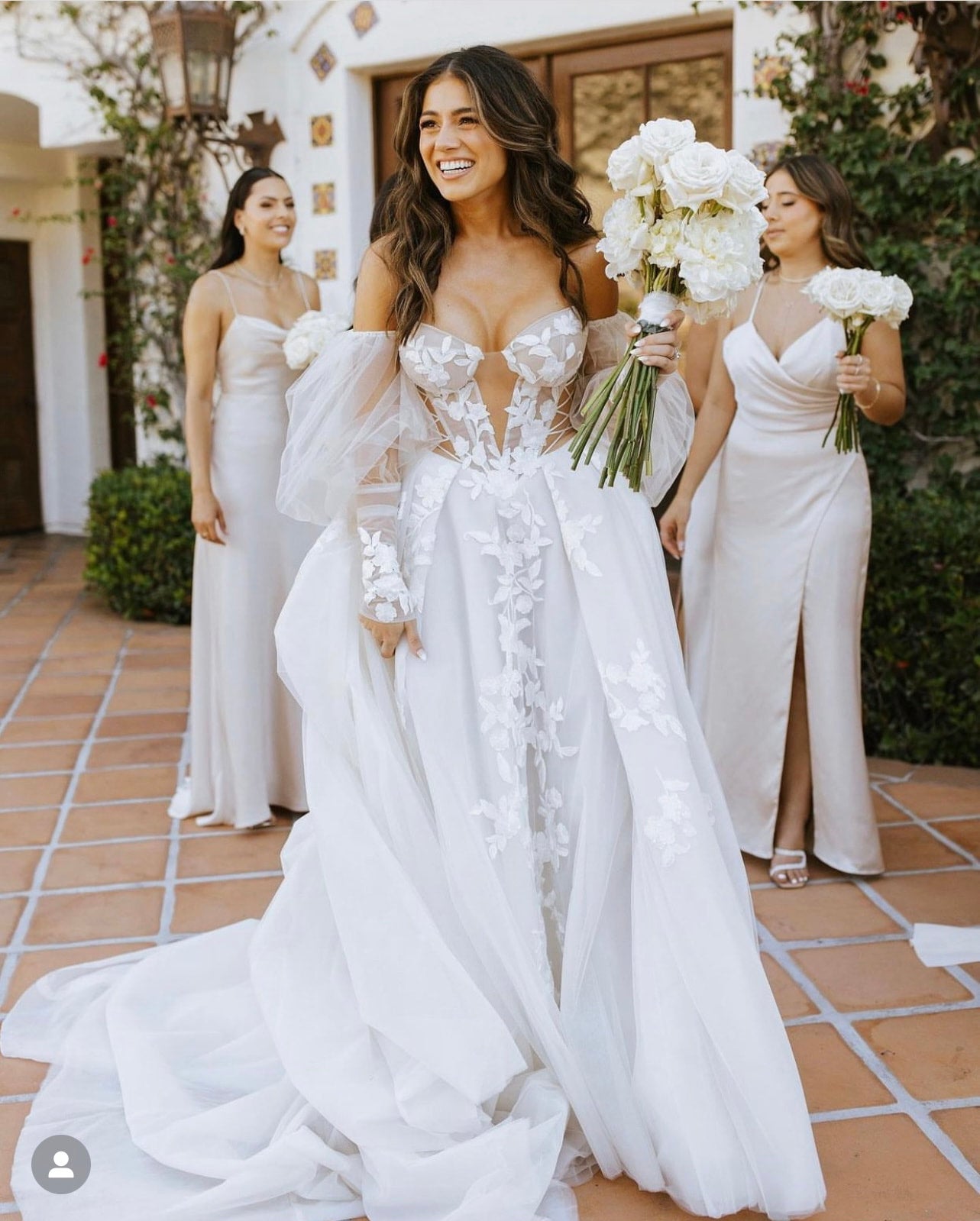Aurelia, Fairytale Wedding Dress | Floral Lace Gown with Detachable Sleeves  | Full Moon Bridal Couture