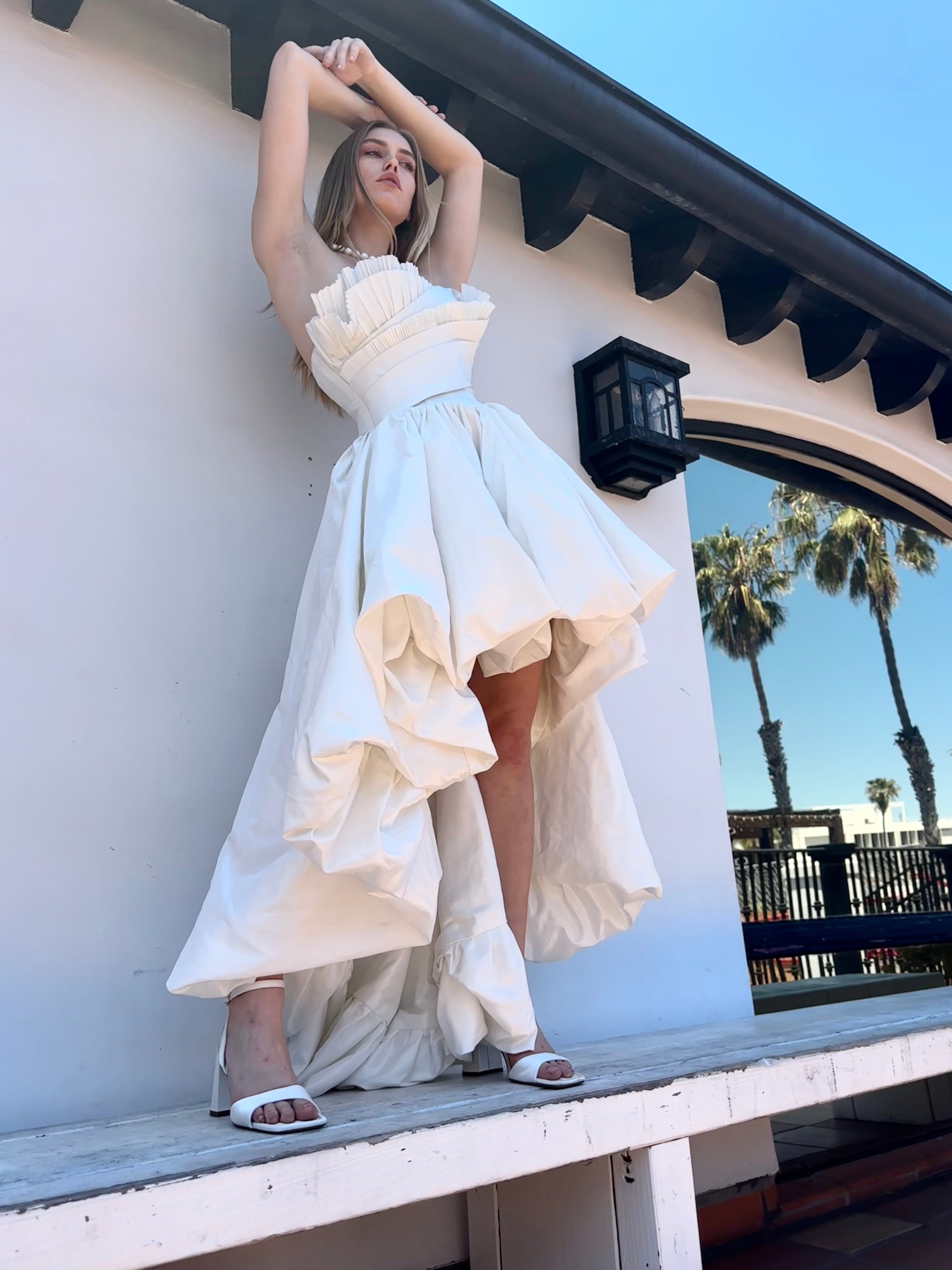 slim fit dress slacks Strapless Fit and Flare Wedding Dress with Tiered Ruffle Skirt – JoJo Bridal  Shop main image 1