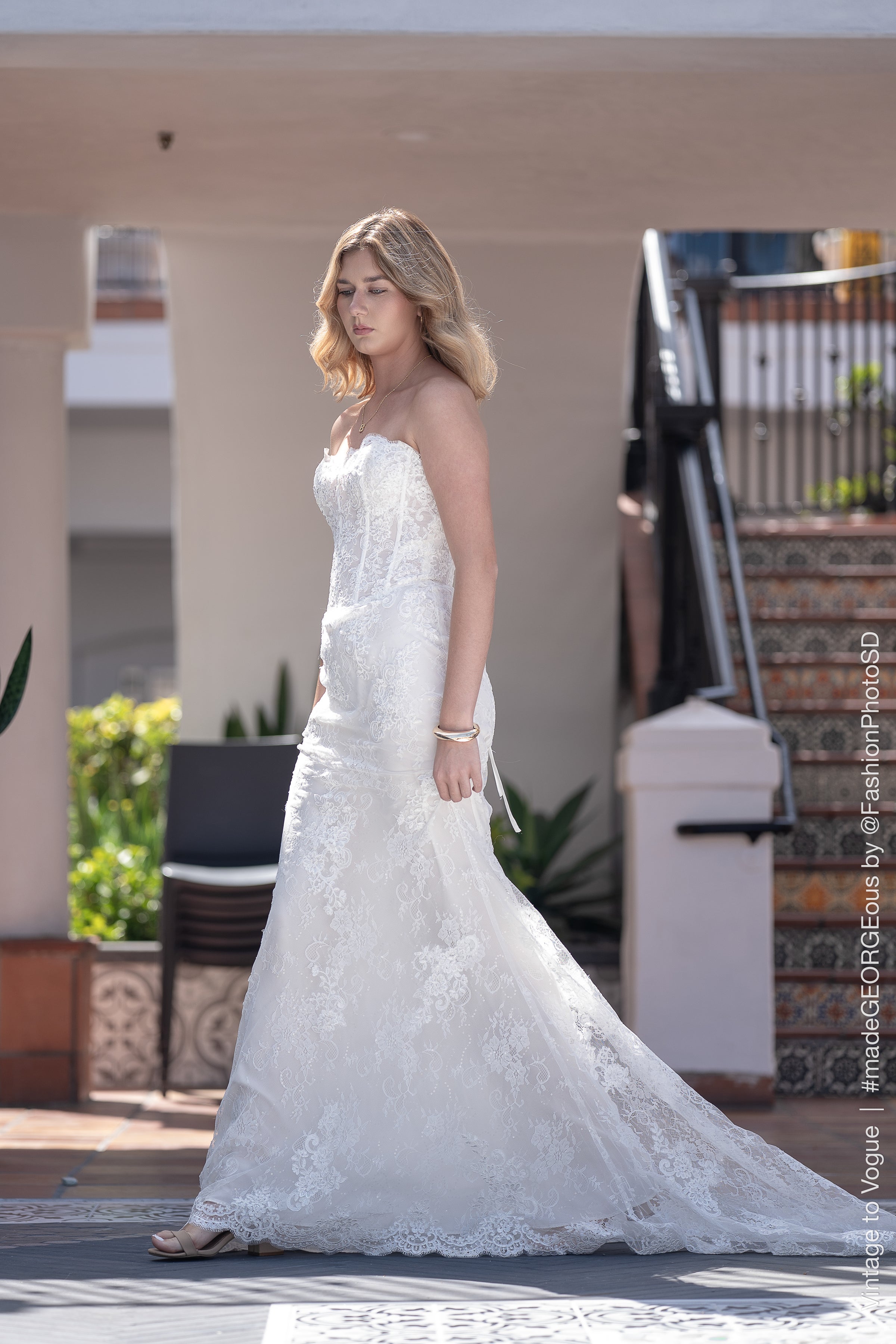 Brook Chantilly Lace Corset Fit-and-Flare Wedding Dress | Full Moon Bridal  | Full Moon Bridal Couture