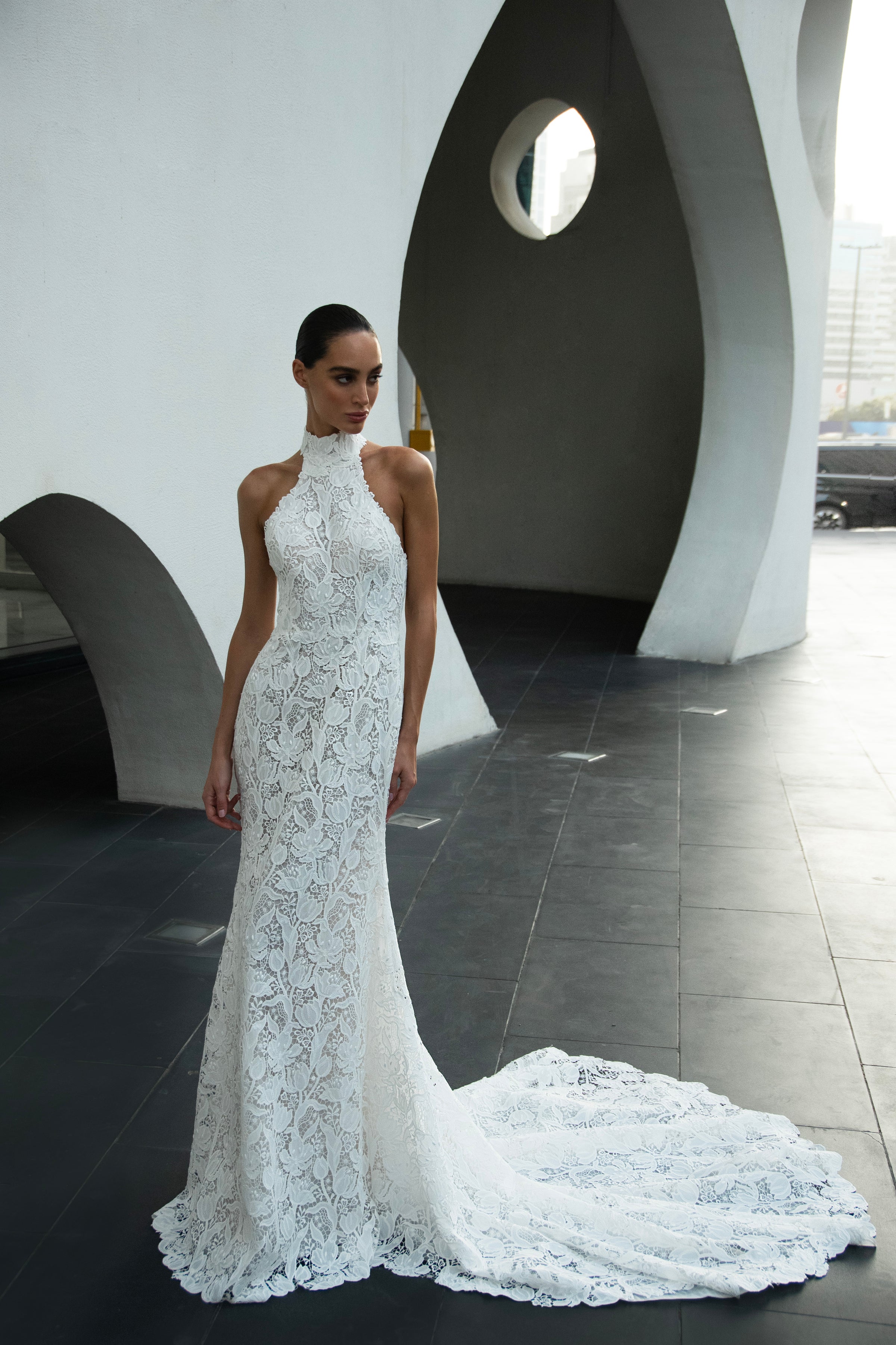 chinese dress ladies Fit and Flare Bridal Dress with Floral Lace (#JULES)