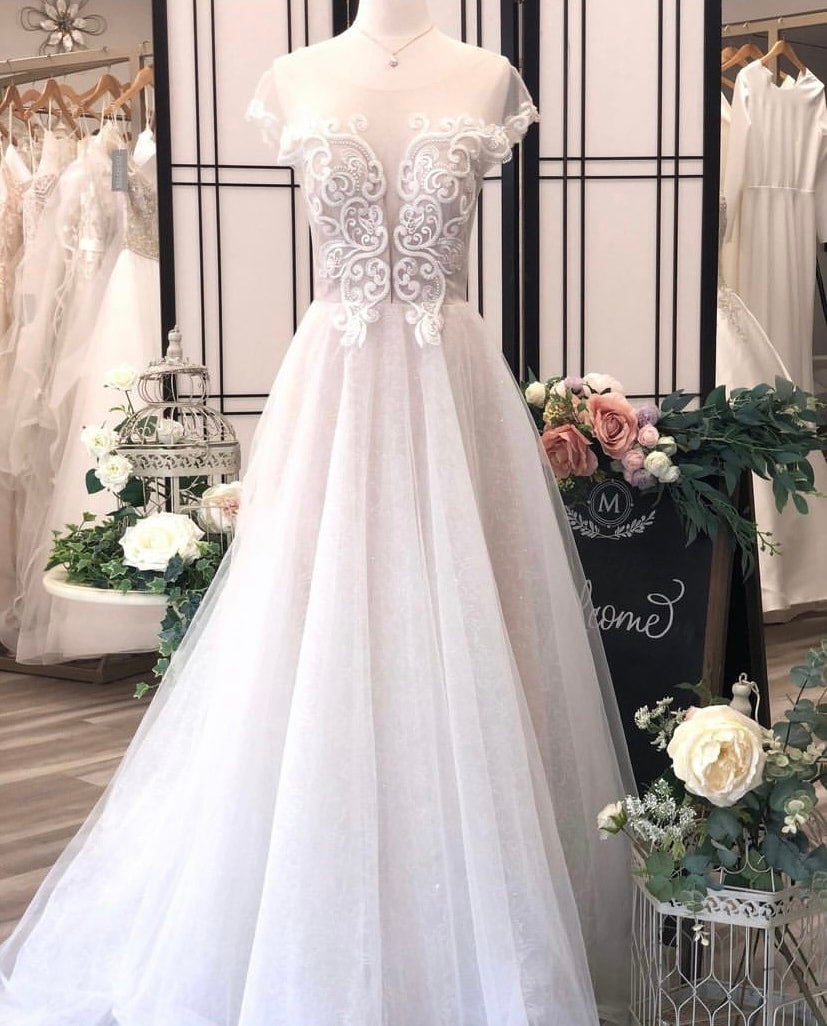 Butterfly lace wedding dress best sale