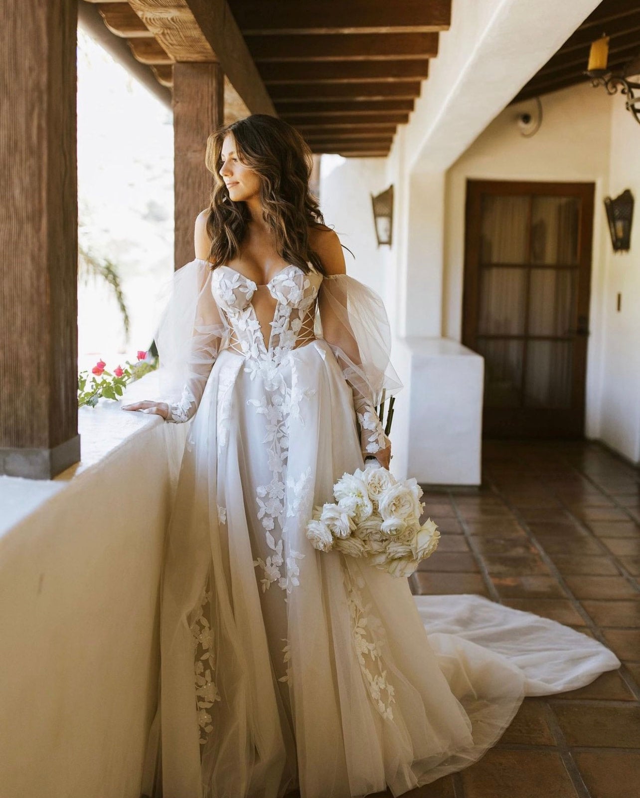 A-line Floral Wedding Dress Embroidery Tulle Wedding Gown Stunning Bri –  SELINADRESS